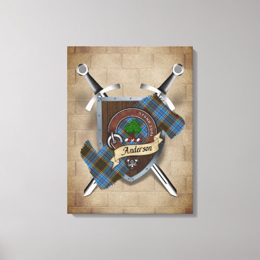 Anderson Clan Badge Crossed Swords Canvas Print (Voorkant)