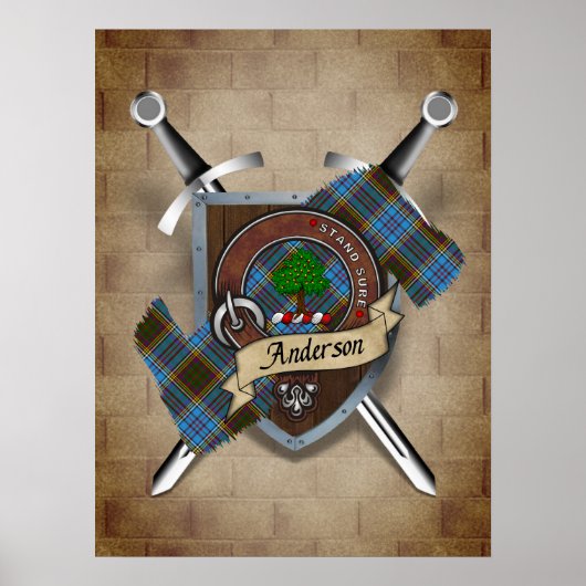 Anderson Clan Badge Crossed Swords Poster 18x24 (Voorkant)