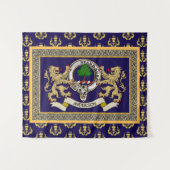 Anderson Clan Badge Personalized Blue Wandkleed (Voorkant (horizontaal))