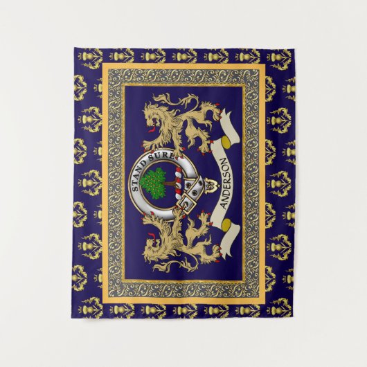Anderson Clan Badge Personalized Blue Wandkleed (Voorkant)
