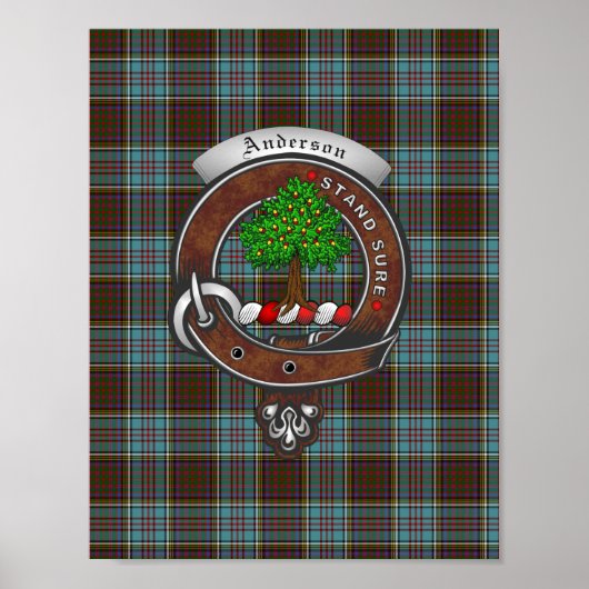 Anderson Clan Badge & Tartan 8,5x11 Poster (Voorkant)
