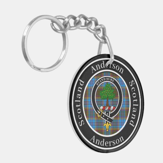 Anderson Clan Badge & Tartan Acrylic Sleutelhanger (Voorkant Links)