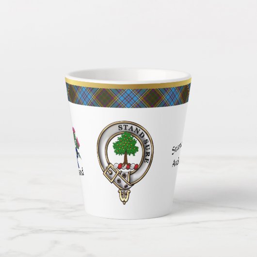 Anderson Clan Badge & Tartan Latte Mok (Voorkant)