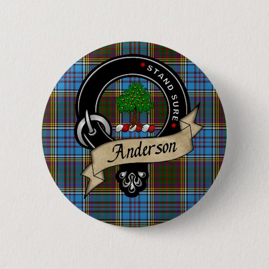 Anderson Clan Badge & Tartan Ronde Button 5,7 Cm (Voorkant)
