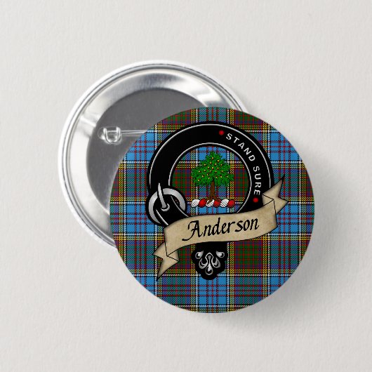Anderson Clan Badge & Tartan Ronde Button 5,7 Cm (Voorkant /achterkant)