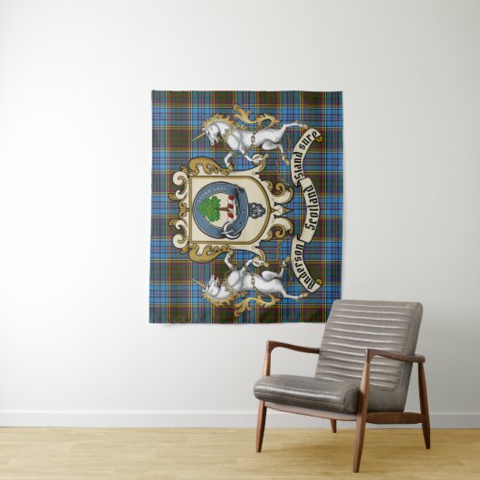 Anderson Clan Badge & Tartan Tapestry Wandkleed (In situ)