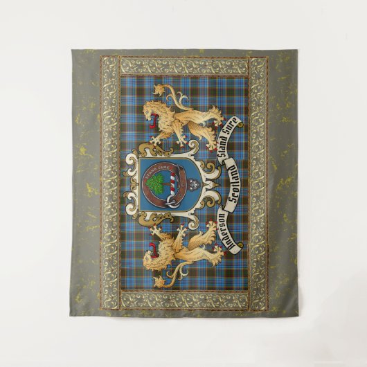 Anderson Clan Badge & Tartan w/Lions Wandkleed (Voorkant)