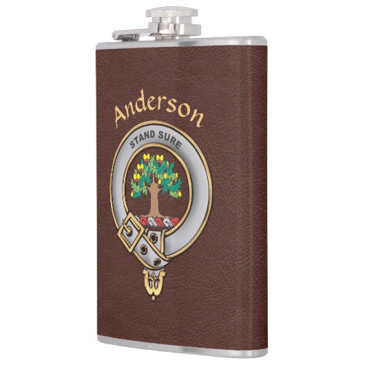 Anderson Clan Badge w/Brown Faux Leather Heupfles (Links)