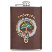 Anderson Clan Badge w/Brown Faux Leather Heupfles (Voorkant)