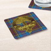 Anderson Clan Tartan & Emblem Kartonnen Onderzetters (Schuin)