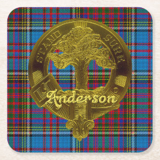 Anderson Clan Tartan & Emblem Kartonnen Onderzetters
