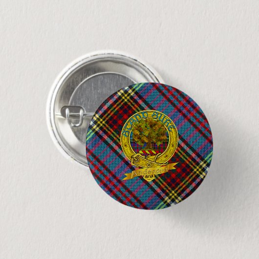 Anderson Clan Tartan & Motif Ronde Button 3,2 Cm (Voorkant /achterkant)