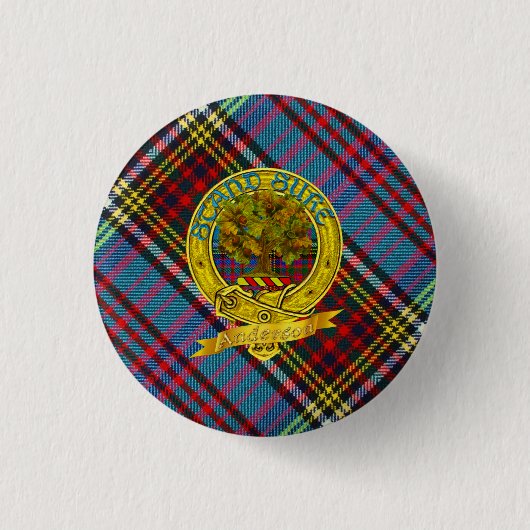 Anderson Clan Tartan & Motif Ronde Button 3,2 Cm (Voorkant)