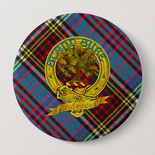 Anderson Clan Tartan & Motif Ronde Button 4,0 Cm (Voorkant)