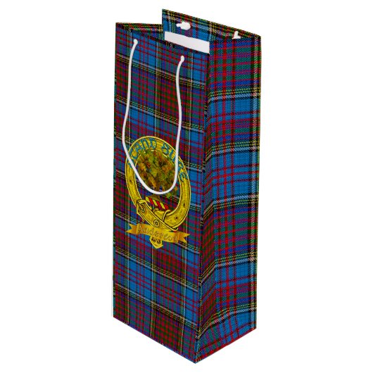 Anderson Clan Tartan & Motif Wijn Cadeautas (Voorkant Gekanteld)