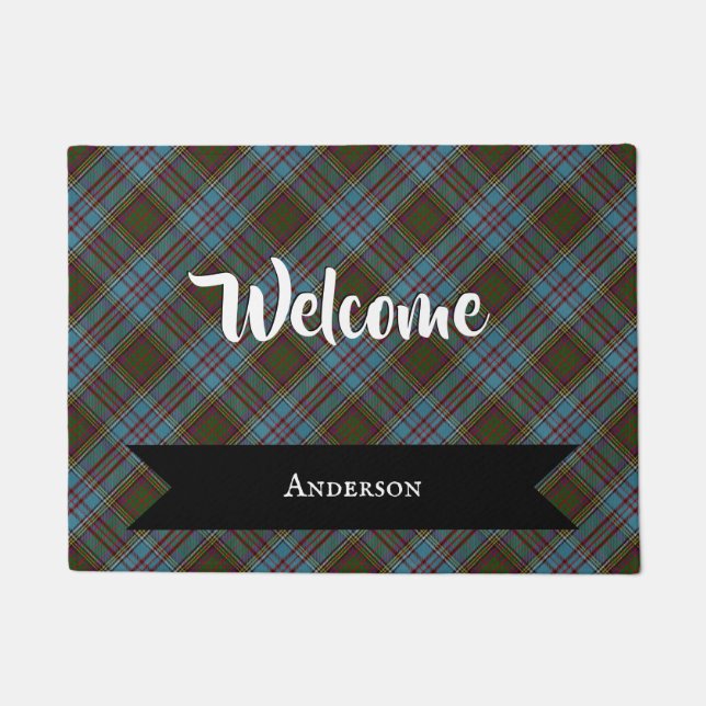 Anderson Clan Tartan Pset Pattern Schots Deurmat (Voorkant)
