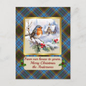 Anderson Crest & Tartan w/Robin Gepersonaliseerd Feestdagenkaart (Voorkant)