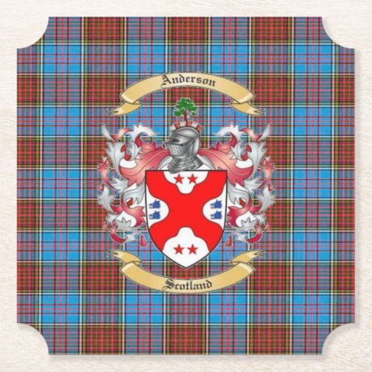 Anderson Crest w/ Anderson Tartan 6  Coasters Kartonnen Onderzetters (Voorkant)