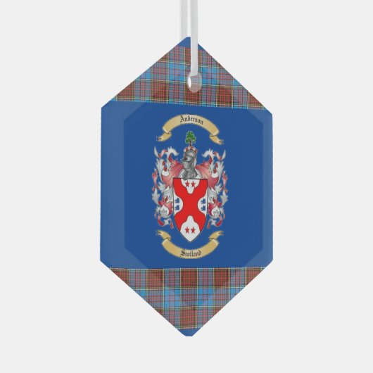 Anderson Crest w/Anderson Tartan. Glas Ornament (Voorkant Rechts)
