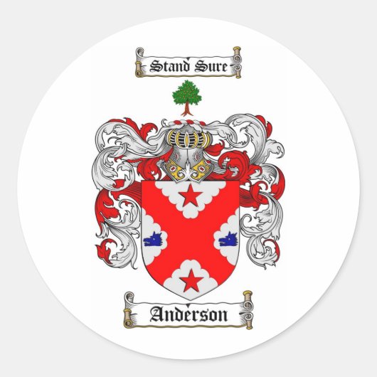 ANDERSON FAMILY CREST - ANDERSON COAT WAPENS RONDE STICKER (Voorkant)