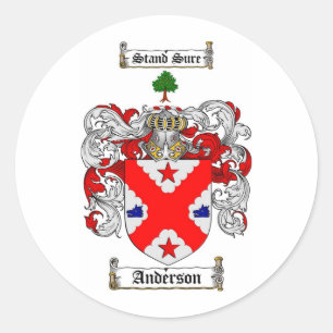 ANDERSON FAMILY CREST - ANDERSON COAT WAPENS RONDE STICKER