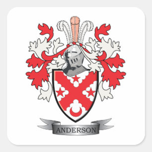 Anderson Family Crest Coat of Arms Vierkante Sticker