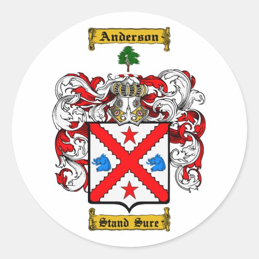Anderson (Iers) Ronde Sticker (Voorkant)