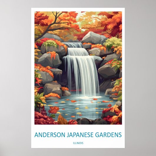 Anderson Japanese Gardens Oude Reisposter Poster (Voorkant)