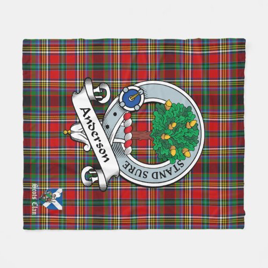 Anderson of Arrem Clan Badge Scot Tartan Fleece Deken (Voorkant (Horizontaal))