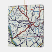 Anderson SC Map Keramisch Ornament (Links)