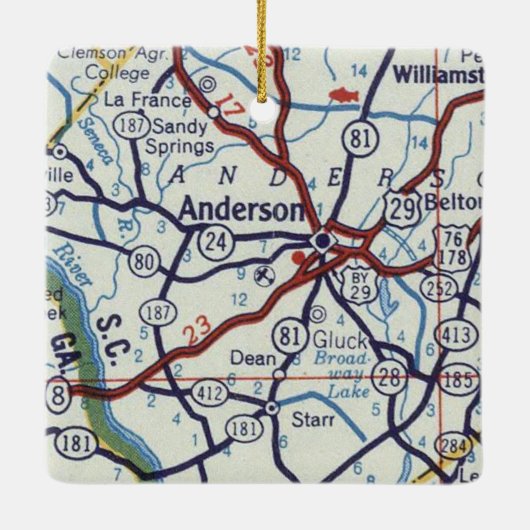 Anderson SC Map Keramisch Ornament (Achterkant)