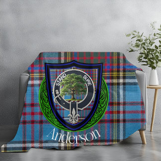 Anderson Schotse Clan Tartan & Crest Fleece Deken