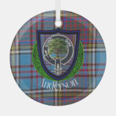 Anderson Schotse Clan Tartan & Crest Glas Ornament (Voorkant)