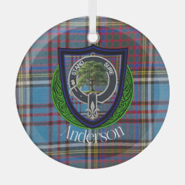 Anderson Schotse Clan Tartan & Crest Glas Ornament