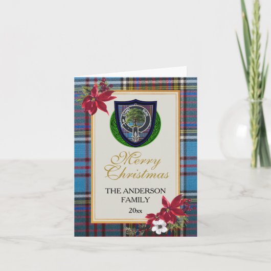 Anderson Schotse Clan Tartan & Crest Kaart (Voorkant)