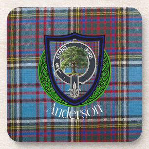Anderson Schotse Clan Tartan en Crest Bier Onderzetter