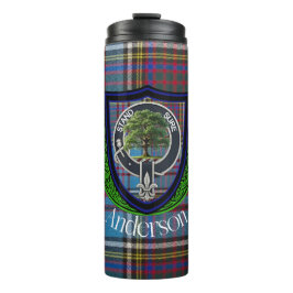 Anderson Schotse Clan Tartan en Crest Thermosbeker
