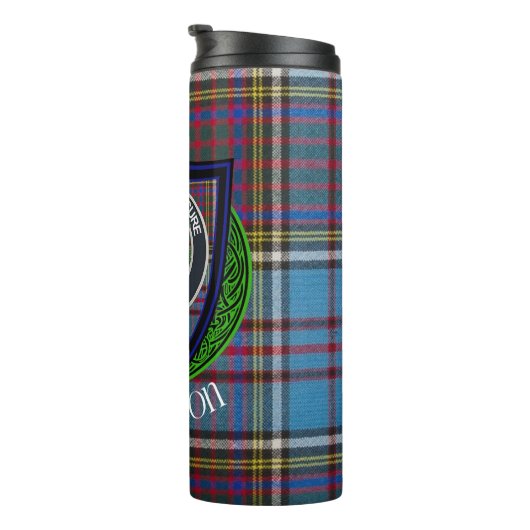 Anderson Schotse Clan Tartan en Crest Thermosbeker (Geroteerd rechts)