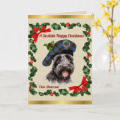 Anderson Scottie Dog gepersonaliseerde Xmas Kaart (Gele Bloem)