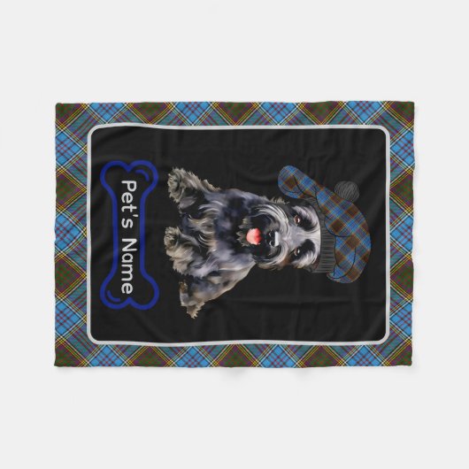Anderson Scottie Dog Tartan gepersonaliseerd Fleece Deken (Voorkant (Horizontaal))