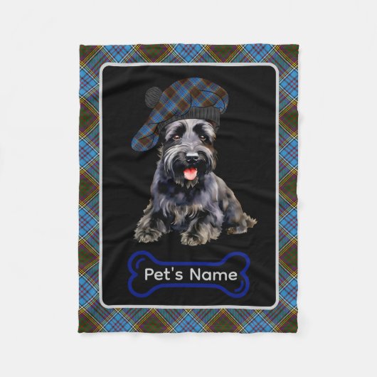 Anderson Scottie Dog Tartan gepersonaliseerd Fleece Deken (Voorkant)