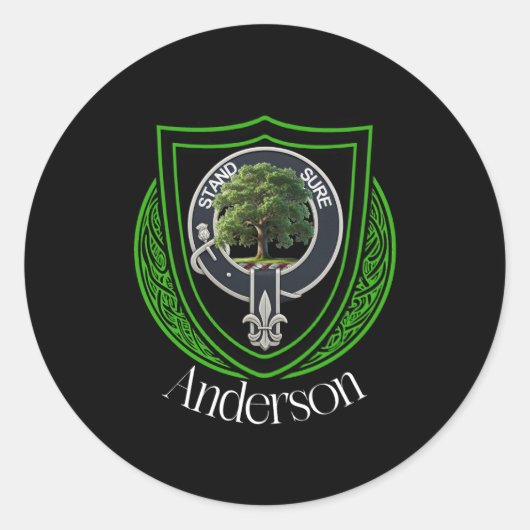 Anderson Scottish Clan Crest Ronde Sticker (Voorkant)