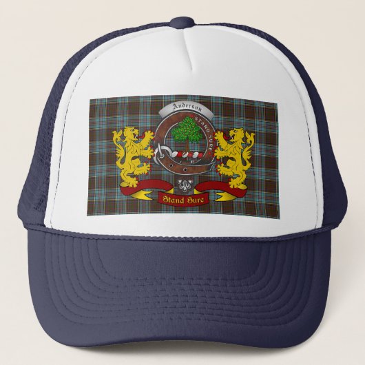 Anderson Scottish Tartan & Badge Trucker Hat Trucker Pet (Voorkant)