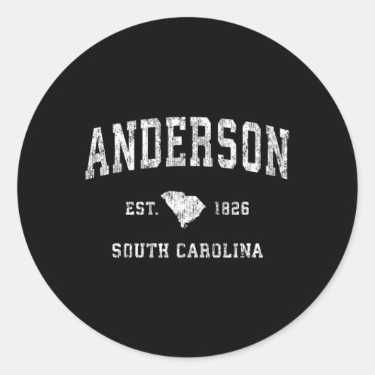 Anderson South Carolina SC Athletic Sports Ronde Sticker (Voorkant)
