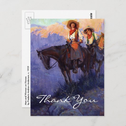 Anderson's Man en Voman op paarden Briefkaart (Voorkant / Achterkant)