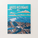 Andes Mountains Zuid-Amerika Reizen Kunst Vintage Legpuzzel<br><div class="desc">Andes Mountains in een vectorkunststijl. De Andes, die langs de westerne kant van Zuid-Amerika lopen, behoort tot de langste bergketens ter wereld</div>