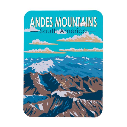 Andes Mountains Zuid-Amerika Reizen Kunst Vintage Magneet (Verticaal)