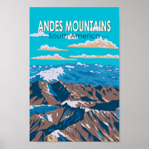 Andes Mountains Zuid-Amerika Reizen Kunst Vintage Poster