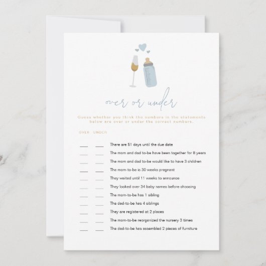 ANDI Blue Poppin'-flessen boven of onder het Baby Kaart (Voorkant)