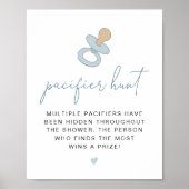 ANDI Dusty Blue Pacifier Hunt Baby shower Game Poster (Voorkant)